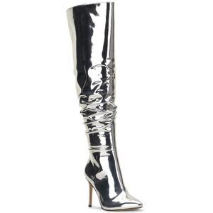 INC Womens Iyonna Silver Patent Slouchy Tall Over-The-Knee Boots Shoes New